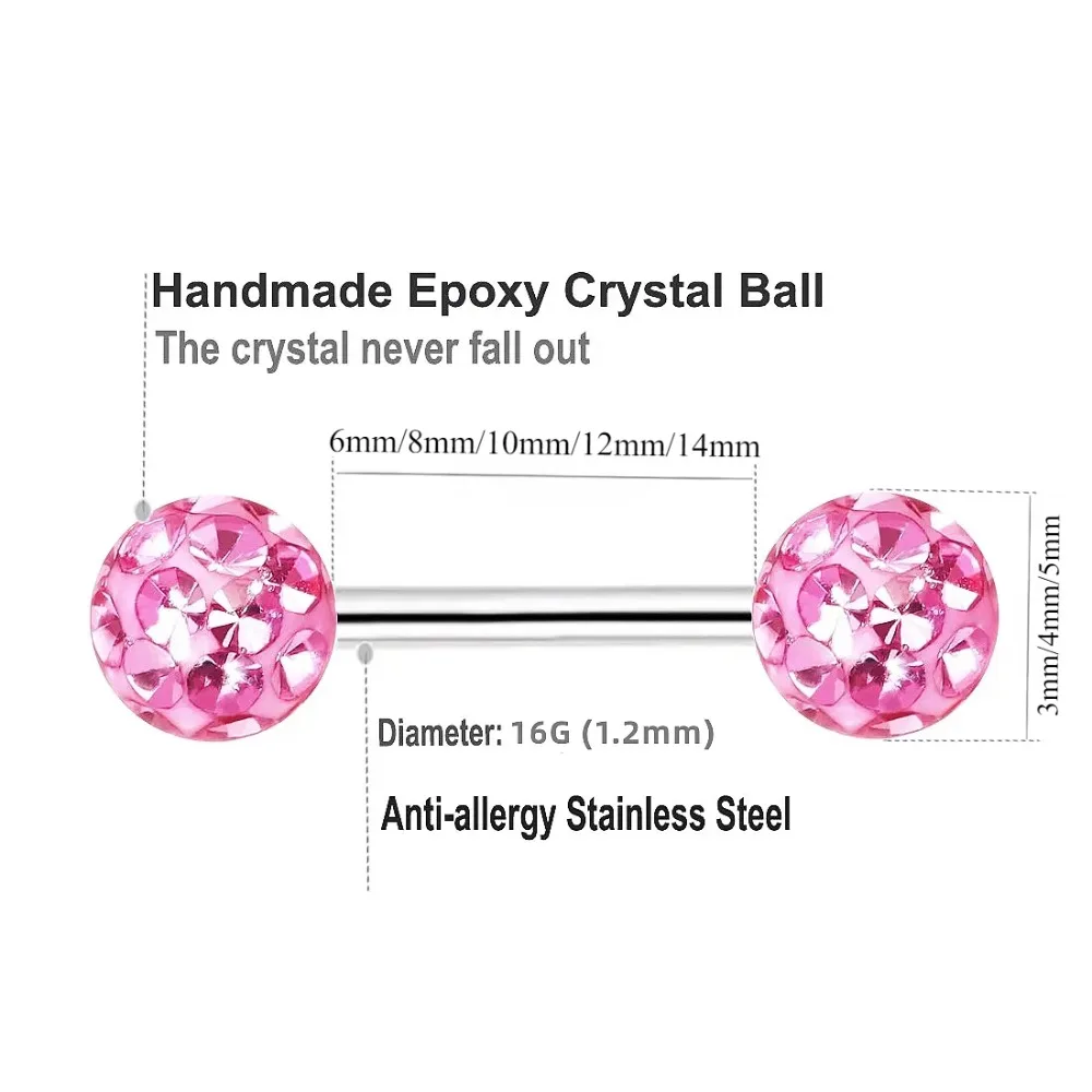 Metal color: Silver, Main Stone Color: WHITE - 16g 1.2mm Coated Crystal Steel Ear Stud Tragus Helix Cartilage 3/4/5mm CZ Ball 6/8/10/12/14mm Bar Barbell Piercing