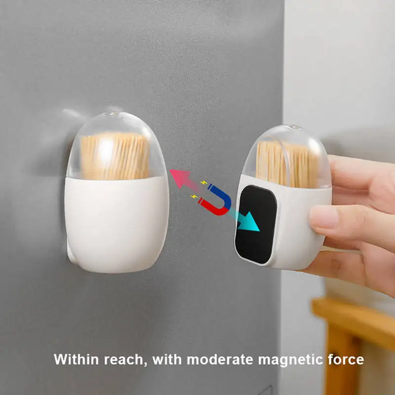 Color: black, Ships From: CHINA - Refrigerator Magnetic Toothpick Dispenser with Lid Plastic Clear Tooth-pick Holder Storage Box Mini Container for Home Kitchen