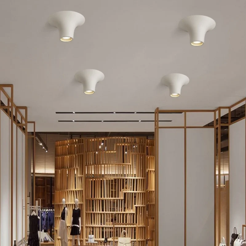Body Color: Brown, Emitting Color: Light Yellow - Recessed Gypsum COB Downlight Ceiling Lamp Borderless LED Living Room Bedroom Anti-Glare Plaster Spotlight AC110V/220V 10W