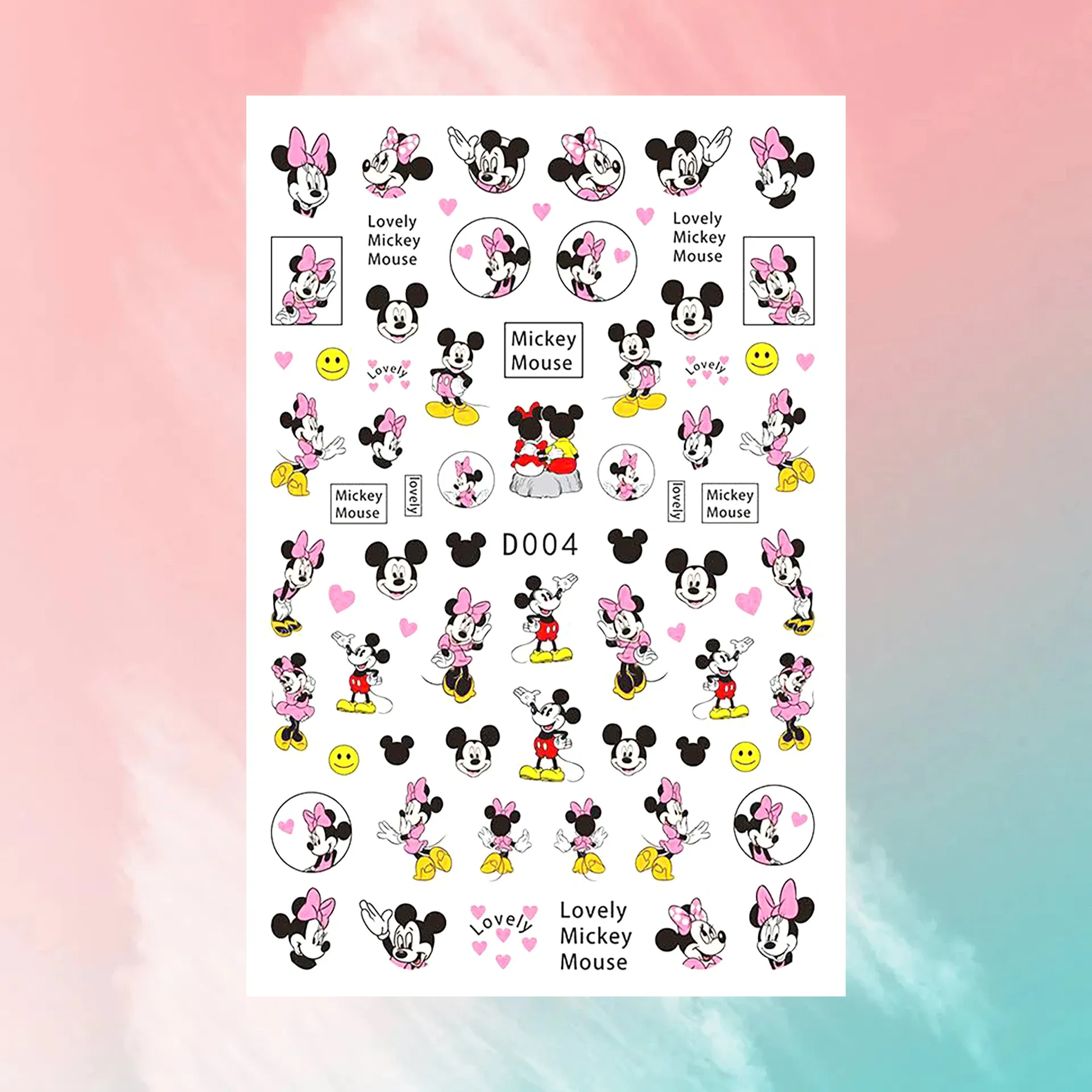 Color: Violet - 1PCS Disney Cartoon Nail Stickers Wholesale Waterproof Paste Nail Art Sticker Princess Mickey Anime Series Nail Decoration