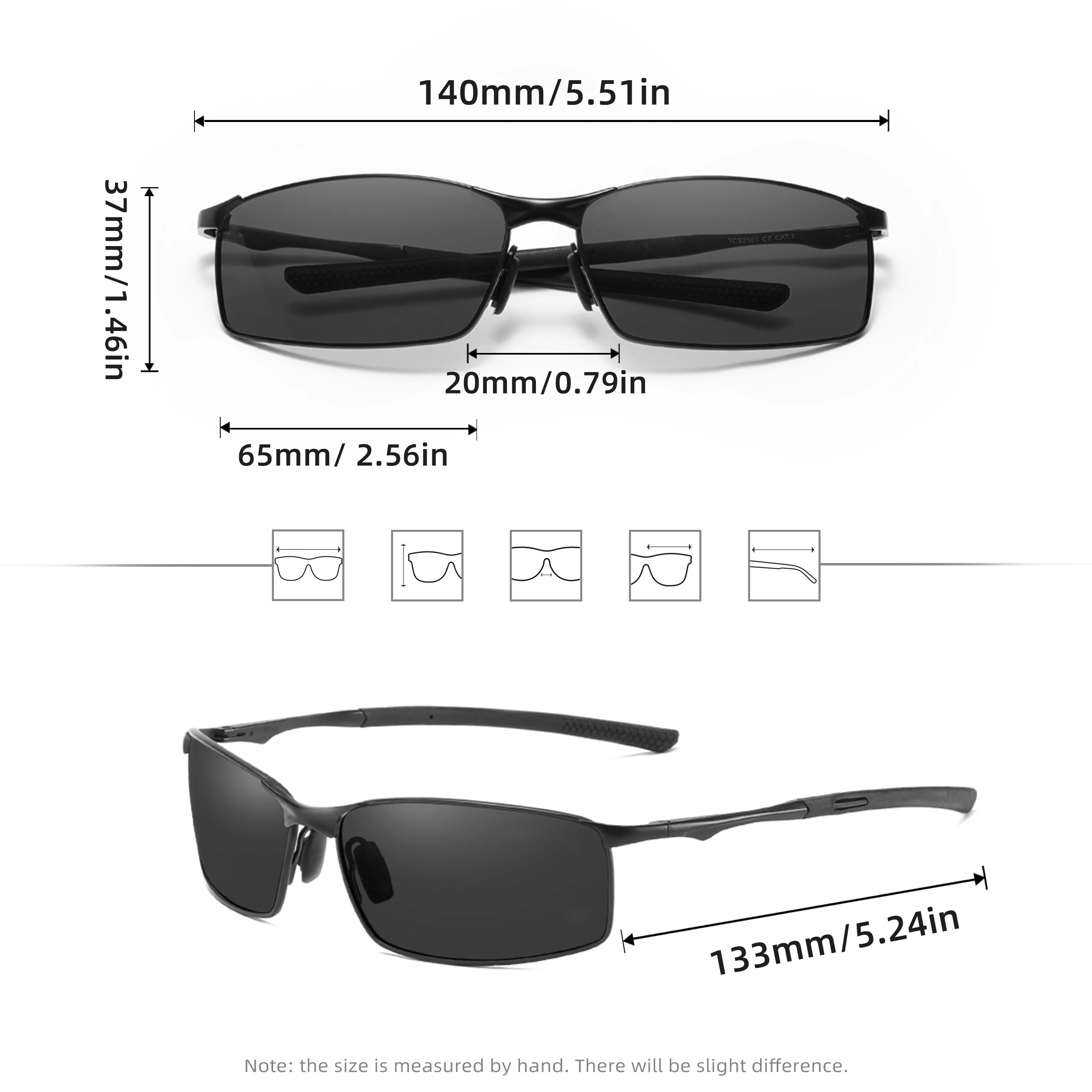 Lenses Color: dark green - Fashion Rectangle Sunglasses Polarized UV400 Parsnip Glasses For Men Women Driving Fishing Casual Eyewear