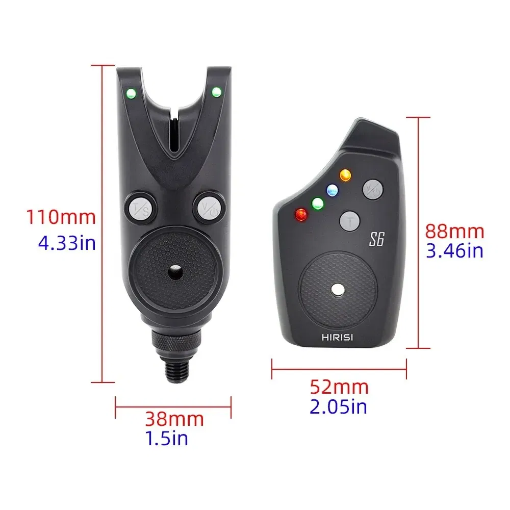 Color: Brown - Hirisi Wireless Carp Fishing Alarm Set Waterproof Fishing Bite Alarms Fishing Accessories Fishing Bite Indicator S6