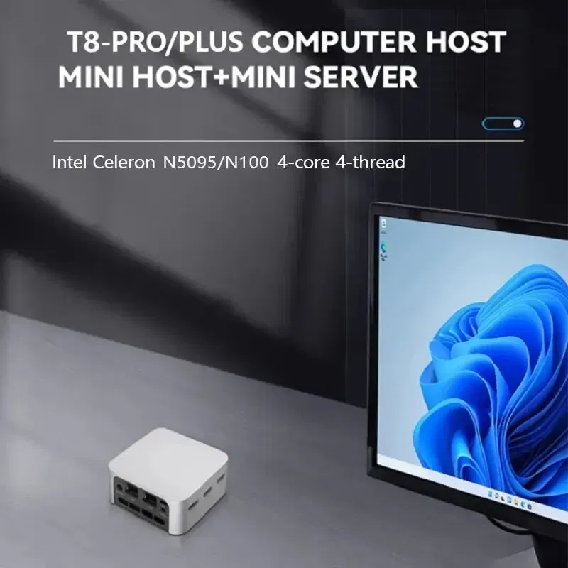 Color: WHITE, Ships From: CHINA - New T8 Pro Plus Mini PC Intel Celeron N5095 N100 Desktop Gaming Computer 8GB 16GB 256GB 512GB DDR4 DDR5 WIFI5 BT4.2