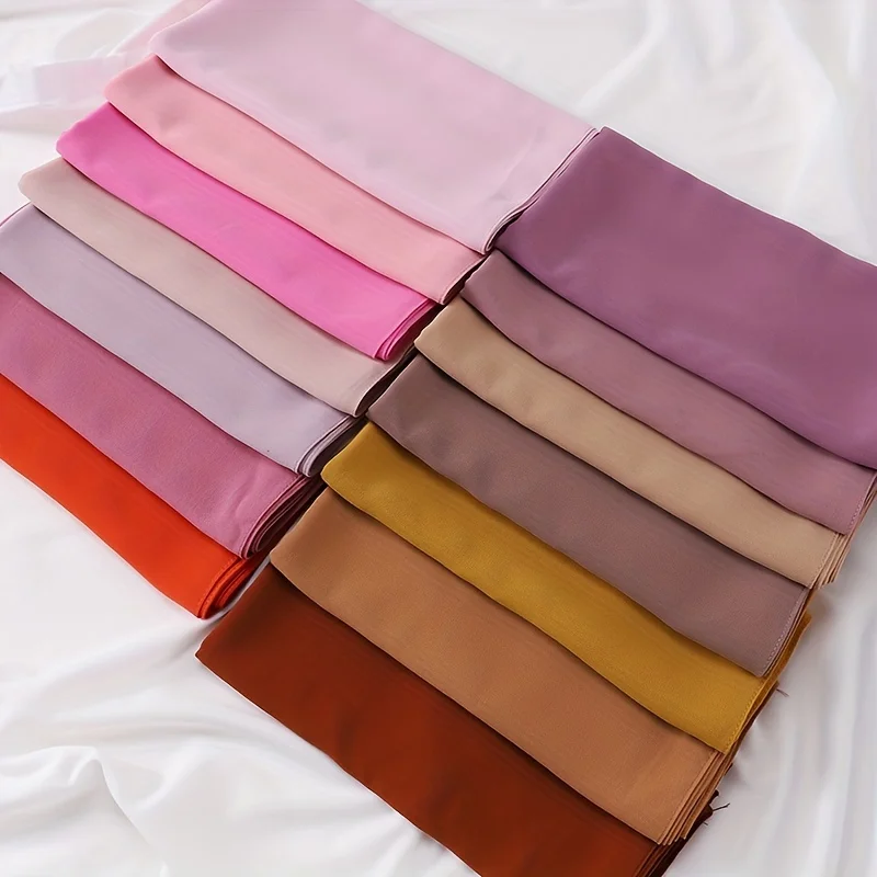 Color: black, Size: One Size - 110*110cm Chiffon Square Hijabs Scarf For Woman Muslim Turban Hat Islam Headscarf Women Plain Veil Jersey Hijabs Ramadan
