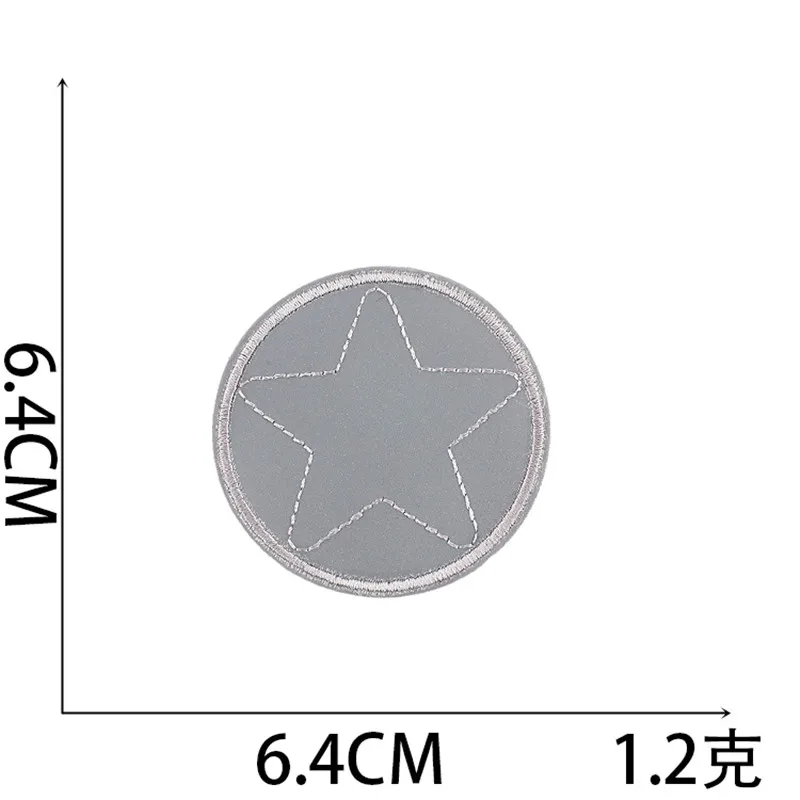 Color: Brass - 1pc Reflective Patches For Night Clothing Iron On Star Heart Flower Football Hand Diamond Stickers Diy Jackets Badge Appliques