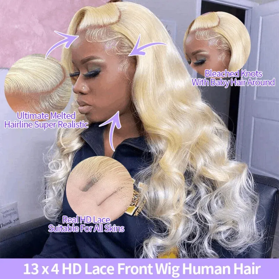 Hair Color: #18, Stretched Length: 20inches, Density: 100%, Ships From: CHINA - Blonde 613 HD Lace Frontal Wig 13x6 Body Wave HD Lace Frontal Wig 613 Colored Human Hair Wigs 30 Inch Long Loose Deep Wig Blonde