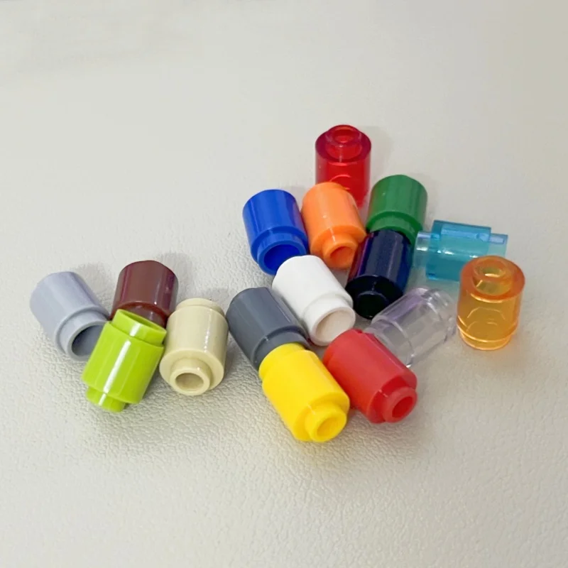 Color: Blue - 50PCS 3062b 30068 35390 3062 Accessories 1x1 Cylindrical Brick DIY Buildings? Blocks Educational Toys City Toy