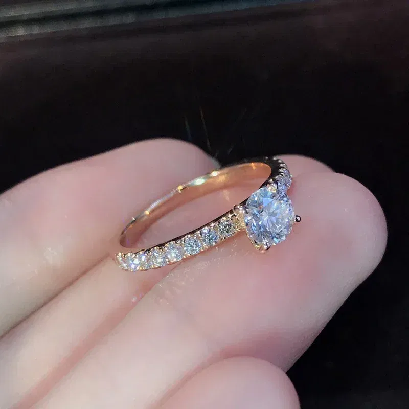 Main Stone Color: WHITE, Ring Size: 5 - Huitan Classic 4 Claws Design Round Zirconia Women Wedding Engagement Rings 3 Colors Available Low-key Bridal Jewelry Hot Sale