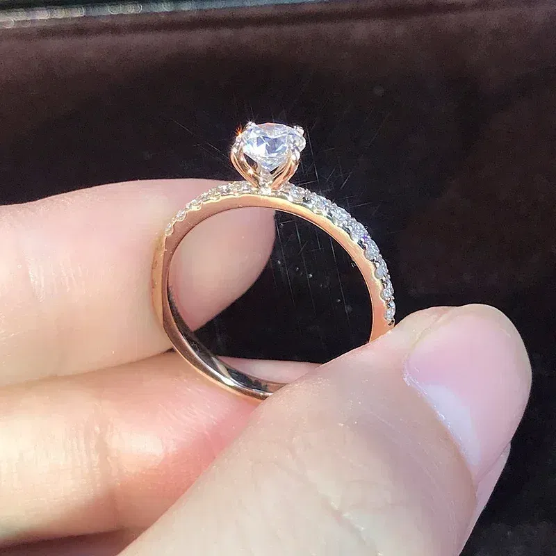 Main Stone Color: WHITE, Ring Size: 5 - Huitan Classic 4 Claws Design Round Zirconia Women Wedding Engagement Rings 3 Colors Available Low-key Bridal Jewelry Hot Sale