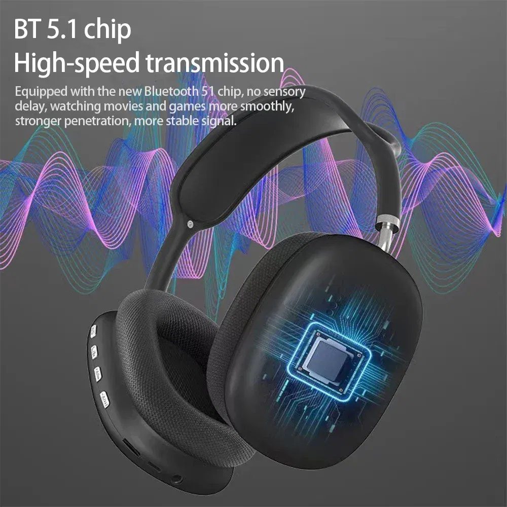 Color: Silver - P9 Wireless Bluetooth Headset Outdoor Sports Gaming Wireless Headphones with Mic Noise Cancelling Earbuds Bluetooth Earphones