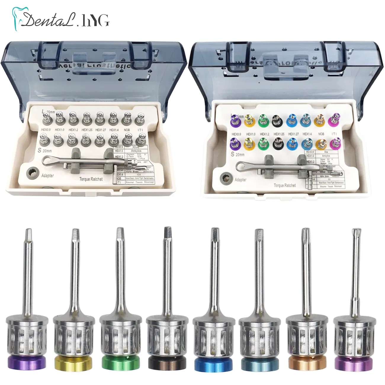 Color: Black - Fast ShipDental Universal Implant Torque Screwdriver Wrench Prosthetic Restoration Ratchet Kits Dentistry Implant Tool 10-70NCM