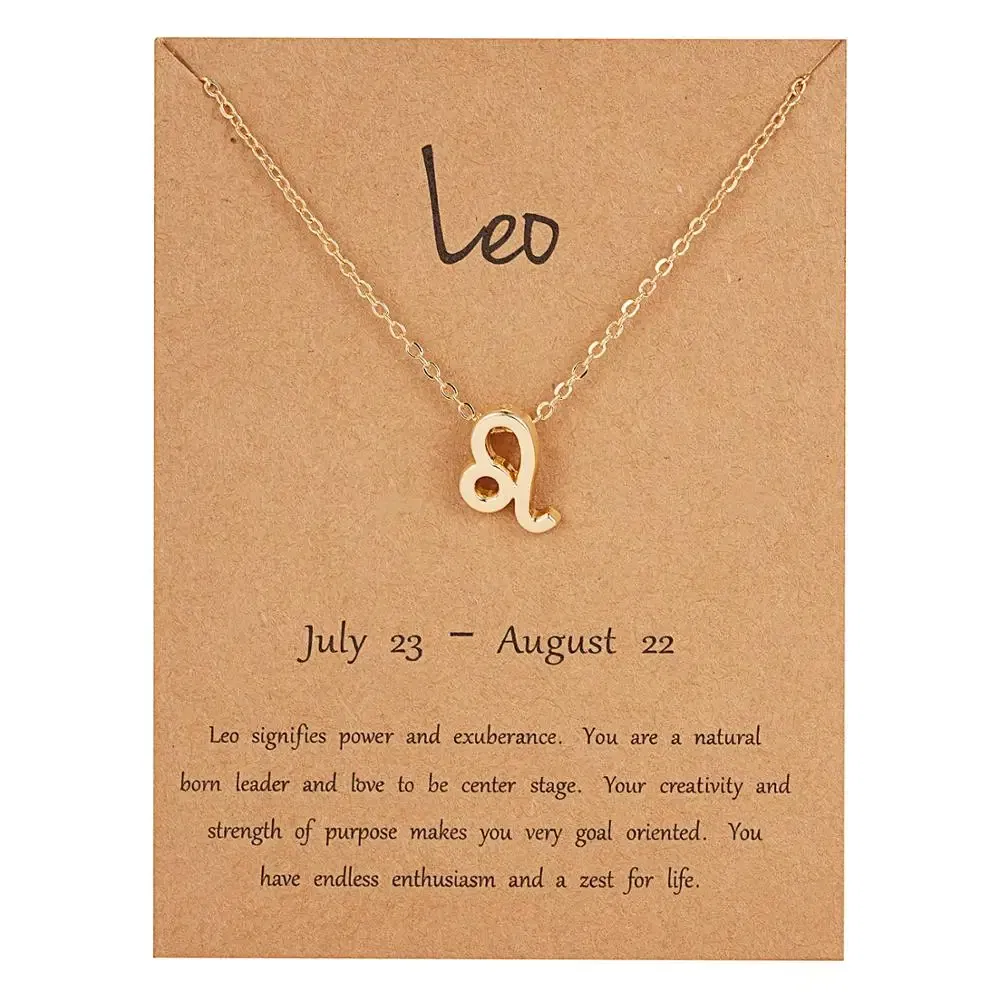Metal Color: Antique Gold Plated - 12 Constellation Pendant Necklaces Jewelry Choker Necklace Zodiac Sign Charm Necklace Birthday Gifts Aquarius Pisces Leo Virgo
