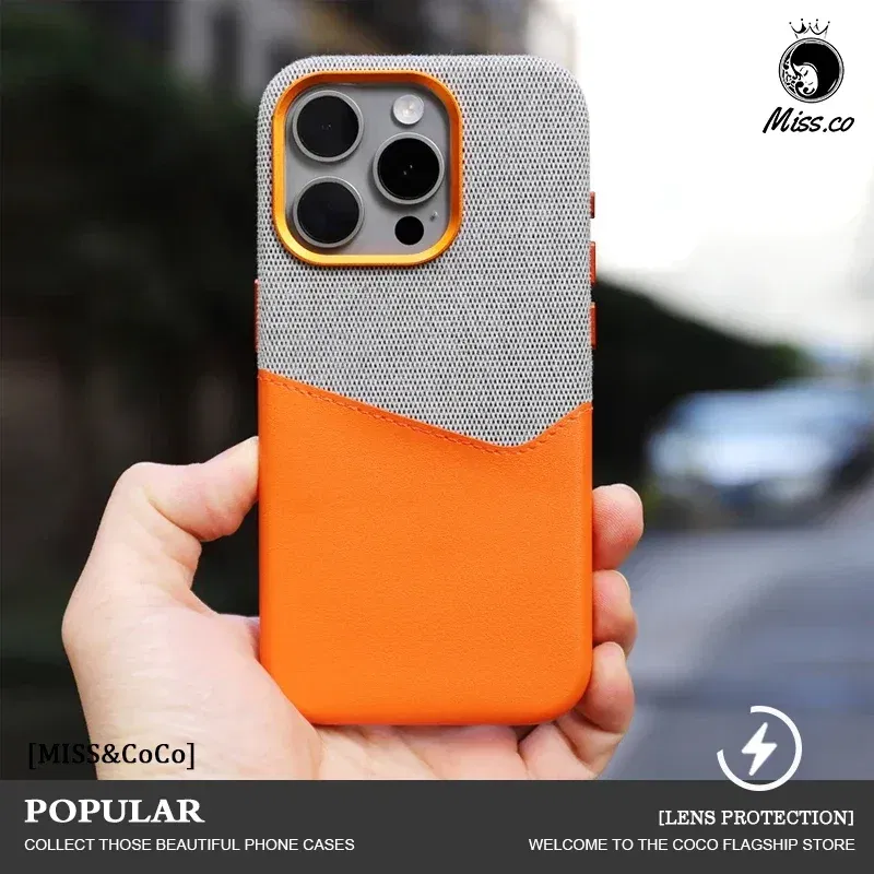 Color: Clear, Material: Neoprene - Card Holder MagSafe Leather Phone Case For iPhone 14 16 Pro Max 13 15 Pro 12 Pocket Wireless Charging Alloy Lens Hit Color Cover