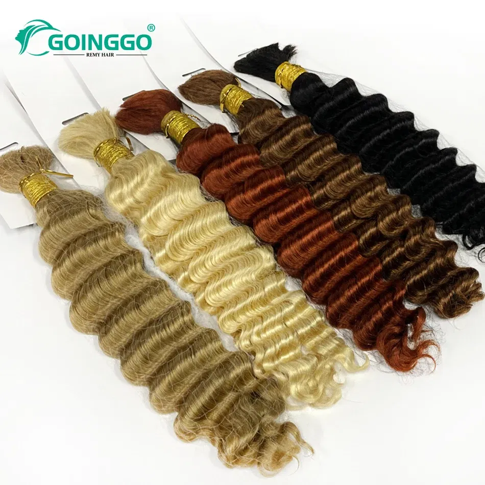 Color: 1B/30HL, Stretched Length: 14inches - Pre-Colored Brazilian Deep Wave Bulk Human Hair No Weft Remy Bulk Human Hair 14 To 28 Inch Bulk Hair Extension Crochet Braids