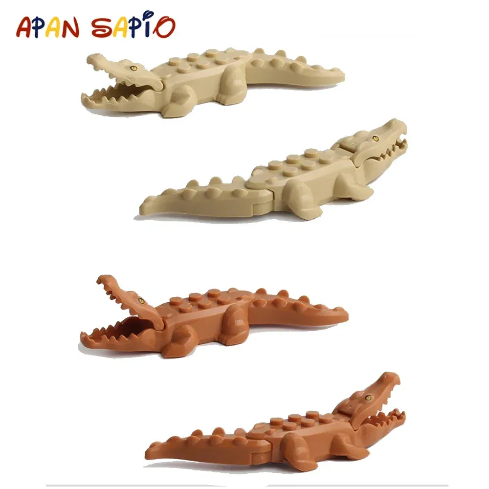 Color: Clear - Animal Building Blocks Model Crocodile Leopard Educational Games Figure Brick Toys for Children Kids
