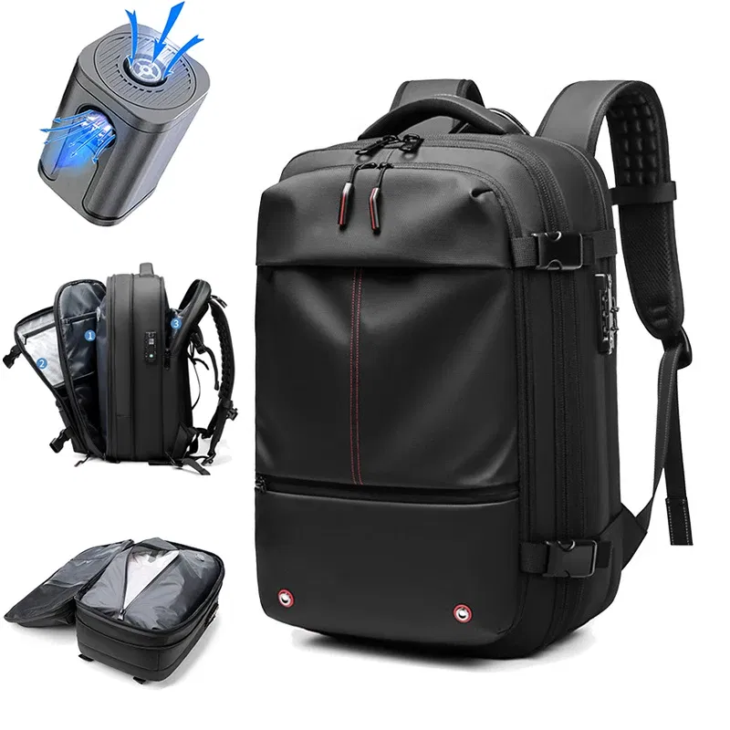 Color: plum - Travel Men 17 inch Laptop Backpack vacuum compression Backpack Business Large Capacity school Backpack expand outdoor backpack