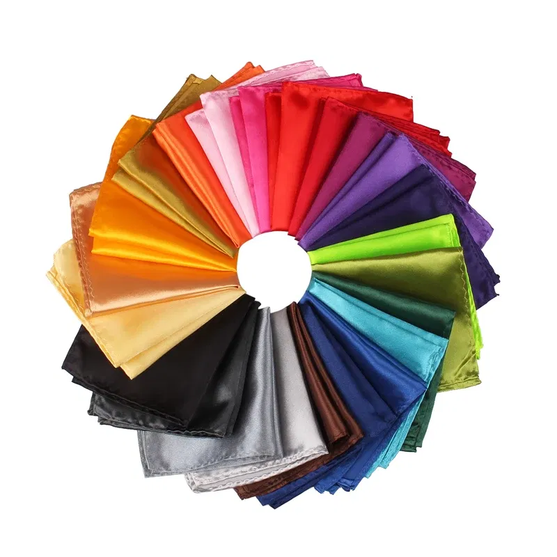 Color: Fuchsia - Satin Handkerchief For Men Candy Color Mens Suits Pocket Square Business Chest Towel Hanky Suit Napkin Solid Hankies