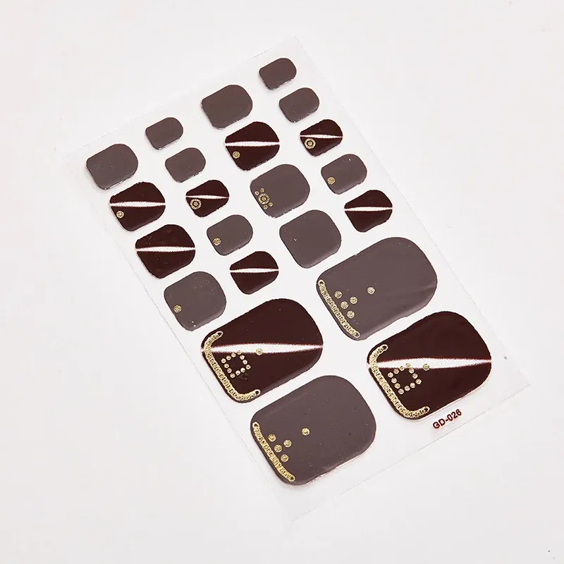 Color: Dark Grey - 22 Tips/Sheet Fashion Nails Sticker Designer Nail Accesoires Nail Adhesive Nail Wraps DIY Valentines Loveliness Designed Shiny