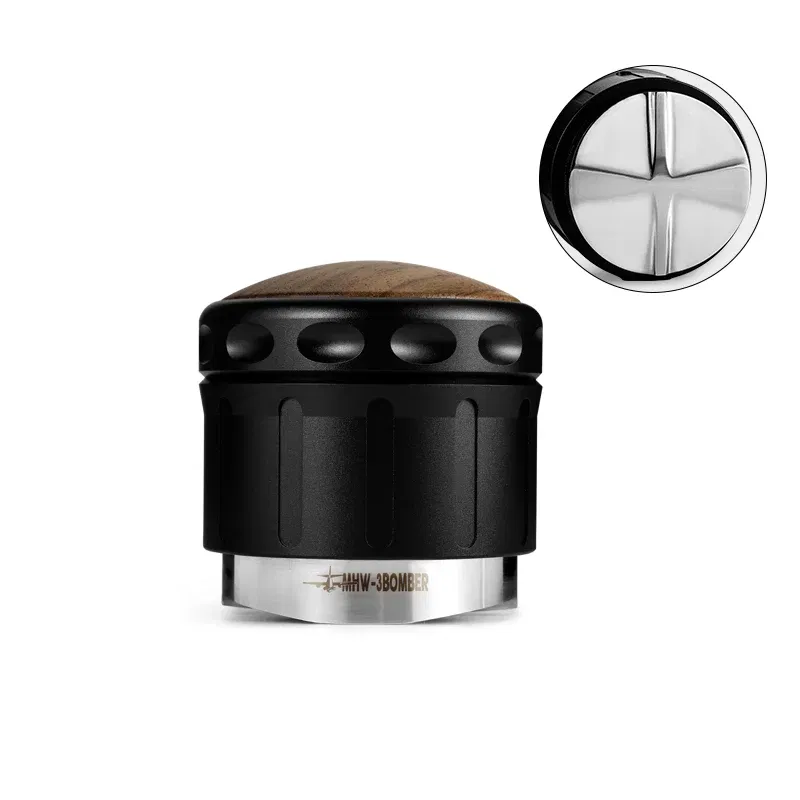 Color: Light Grey, Base Diameter: 58.35mm - MHW-3BOMBER Adaptive Height 58.35mm Coffee Distributor & Adjustable Depth Espresso Tamper Home Barista Leveler Tool Accessories