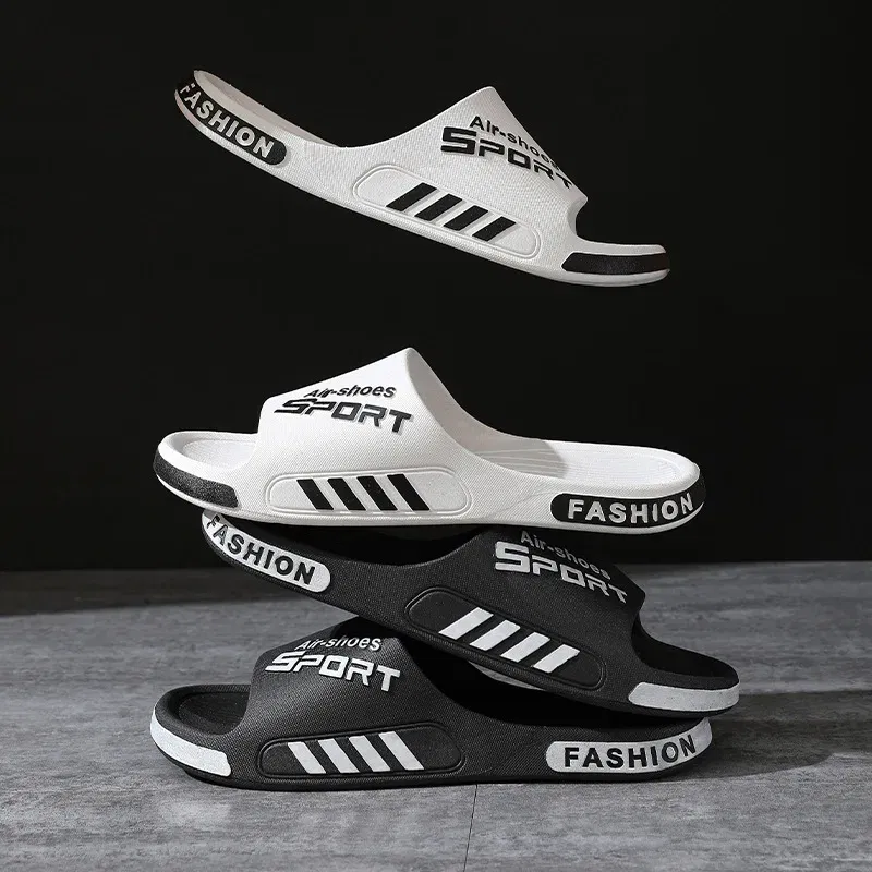 Color: SKY BLUE, Shoe Size: 5 - Fashion Men's Slippers PVC Soft Sole Non-slip Slides Casual Outdoor Beach Flip Flops Home Bathroom Couples Slippers New Sandal