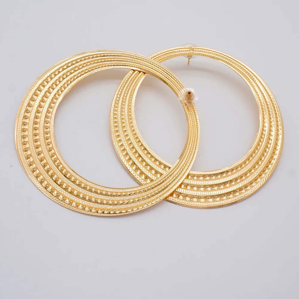 Metal Color: BROWN - Gold Color Stud Earring Pendant Big Geometric Hoop Earrings For Women Round Circle Earrings Hoops Punk Jewelry 2022