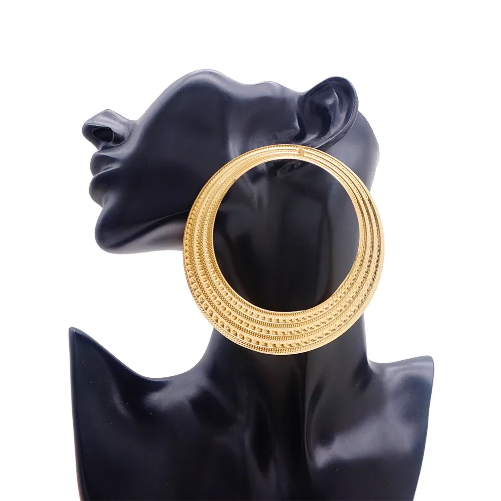 Metal Color: BROWN - Gold Color Stud Earring Pendant Big Geometric Hoop Earrings For Women Round Circle Earrings Hoops Punk Jewelry 2022