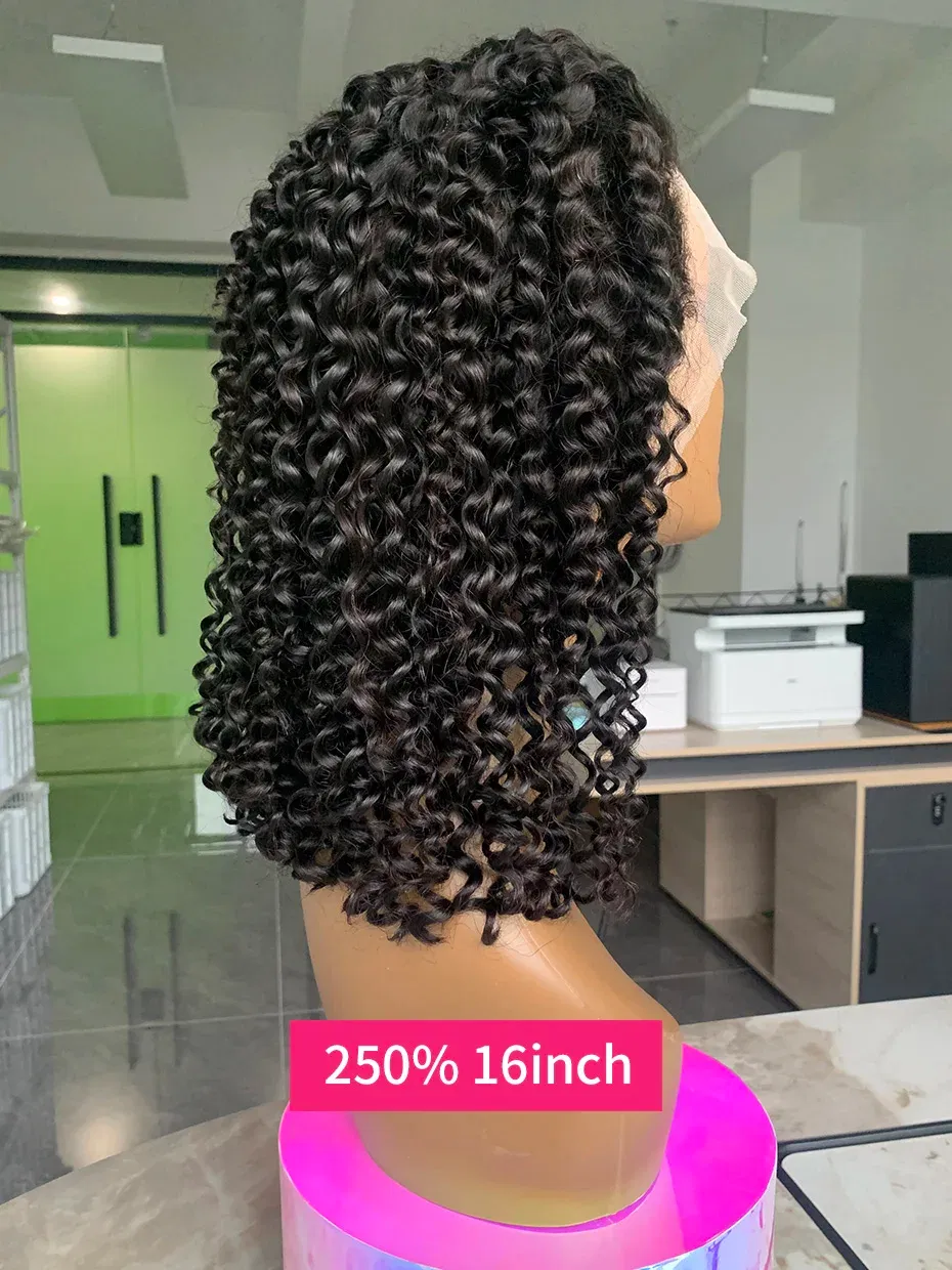 Hair Color: Natural Color, Ships From: CHINA, Stretched Length: 14inches, Density: 250% - Curly Wigs Full 250 Density Short Bob Wig Human Hair Vietnamese Raw 13x4 13x6 Double Drawn Jerry Curly Lace Front Human Hair Wig