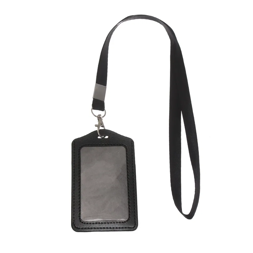 Color: Tan - Unisex Work Card Holders With Lanyard PU Bank Card Name Credit Card Holders Card Bus ID Holders Identity Badge With Neck Strap