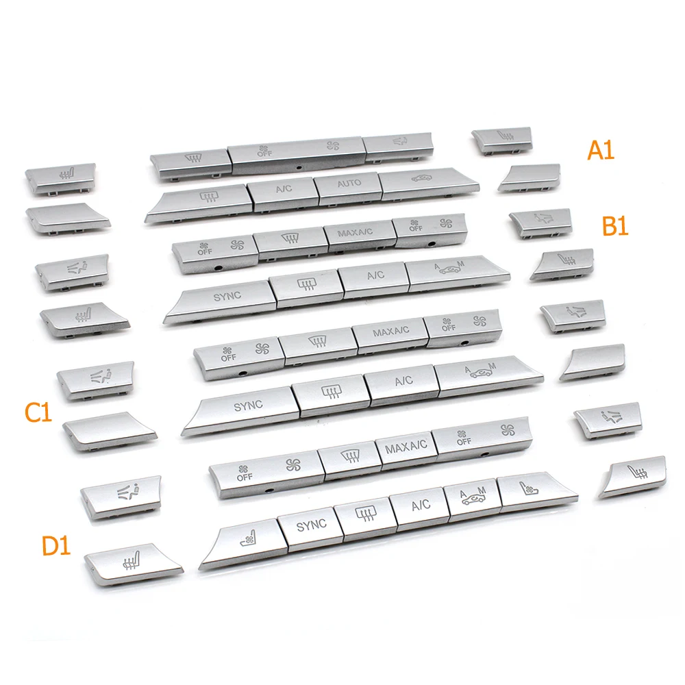 Color Name: Brown - Silver Dashboard Air Conditioner Ac Buttons Cover Caps Repair Kit For BMW 5 6 7 Series X5 X6 F10 F11 F06 F12 F01 F02 F15 F16