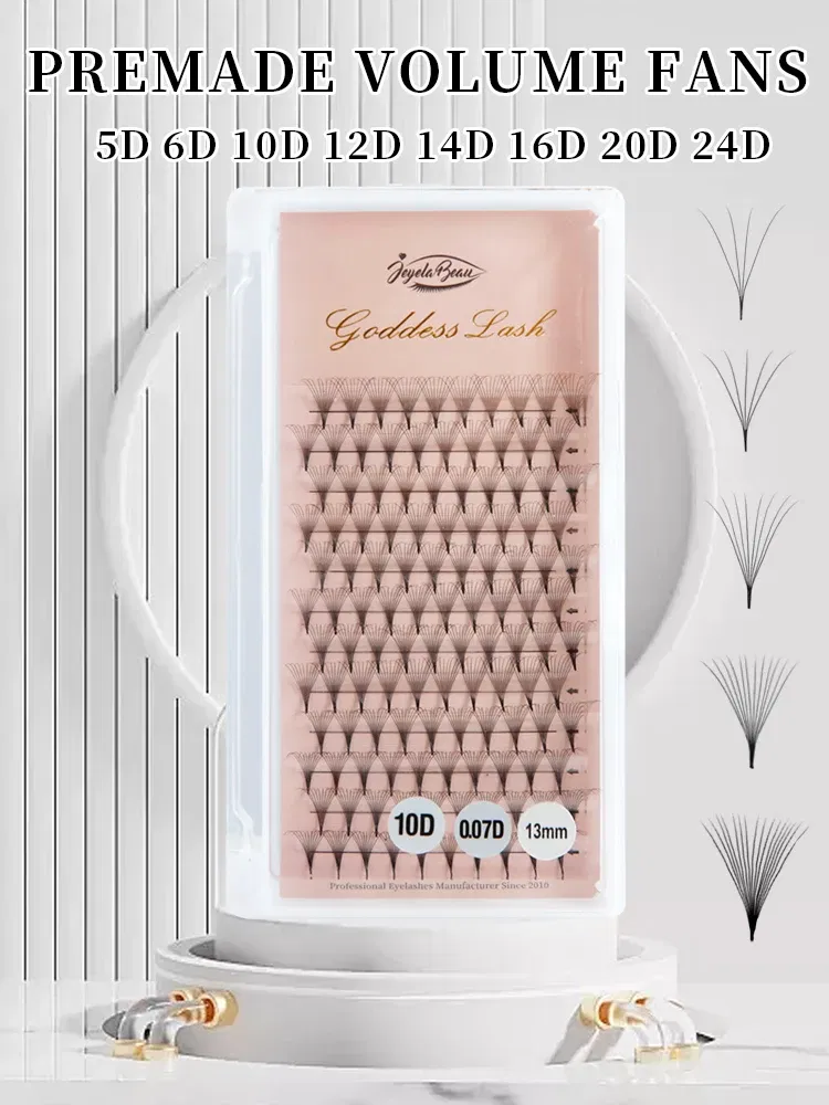 Color: Orange, Curl: C, Thickness: 0.05mm, Length: 9mm - Goddess Premade Volume Fans 5D 6D 10D 12D 16D 20D MIX Individual Lashes  Pre Made Russian Volume Fan Eyelash Extension Faux Mink