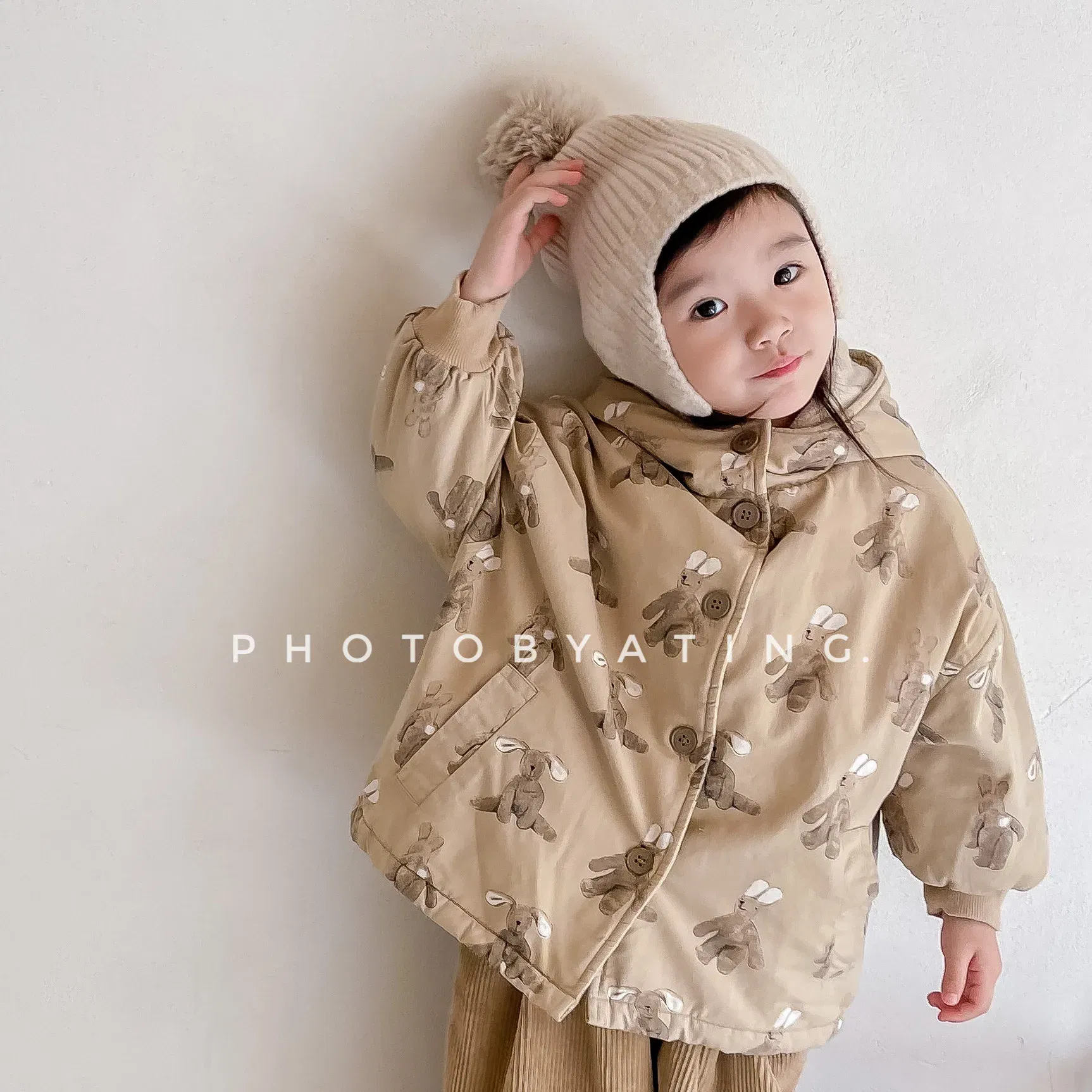 Color: Beige, Kid Size: 6T - Girls Coat 2025 Autumn and Winter New Children's Clothing Korean Wind Girl Baby Cotton Printed Down Jacket Casual Simple Daily