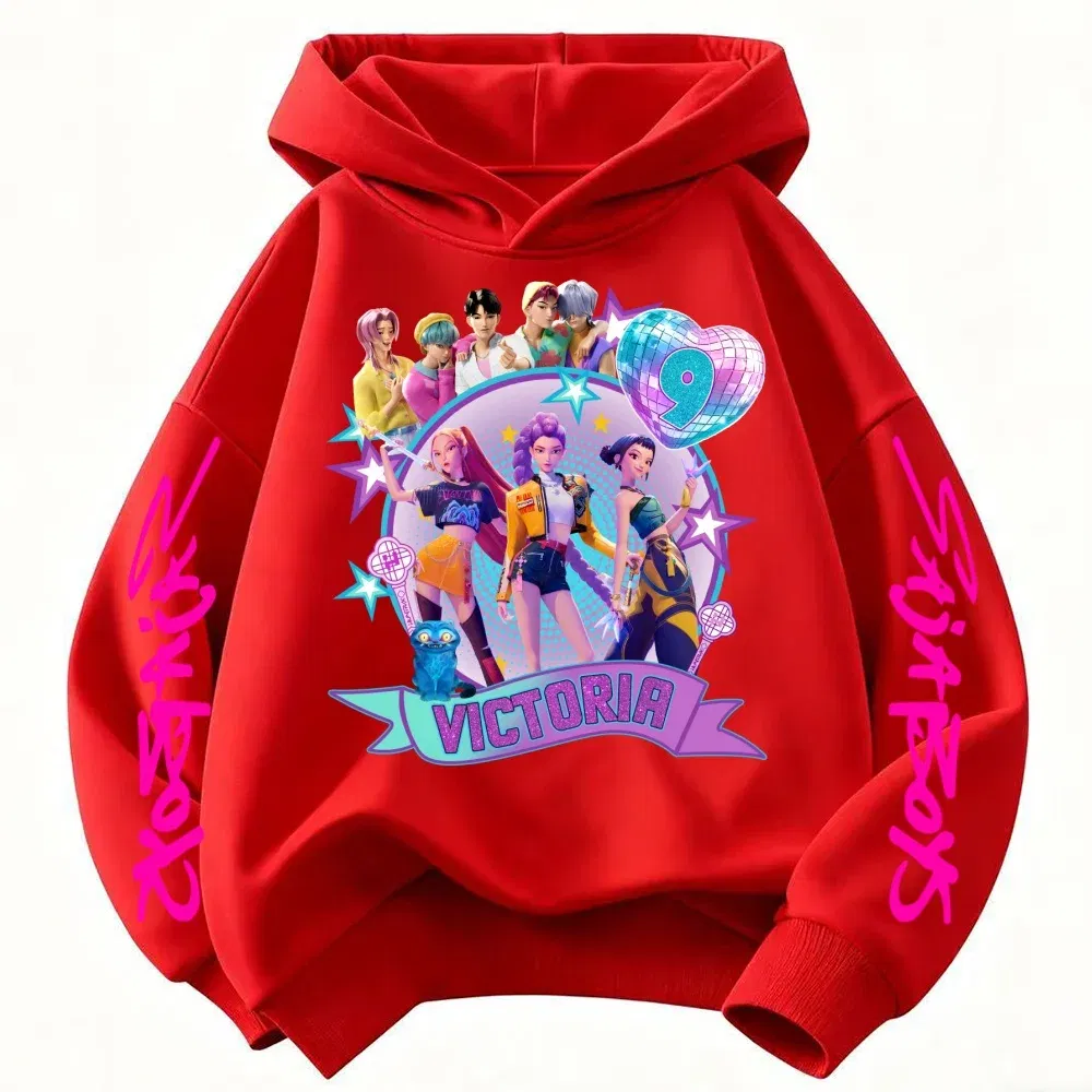 Color: Dark Grey, Kid Size: 5 - Movie Kpop Demon Hunters Shining light ball Hoodie Men Women Cartoon Fashion Sweatshirt Male Casual boys&girls Pullover Hoodies