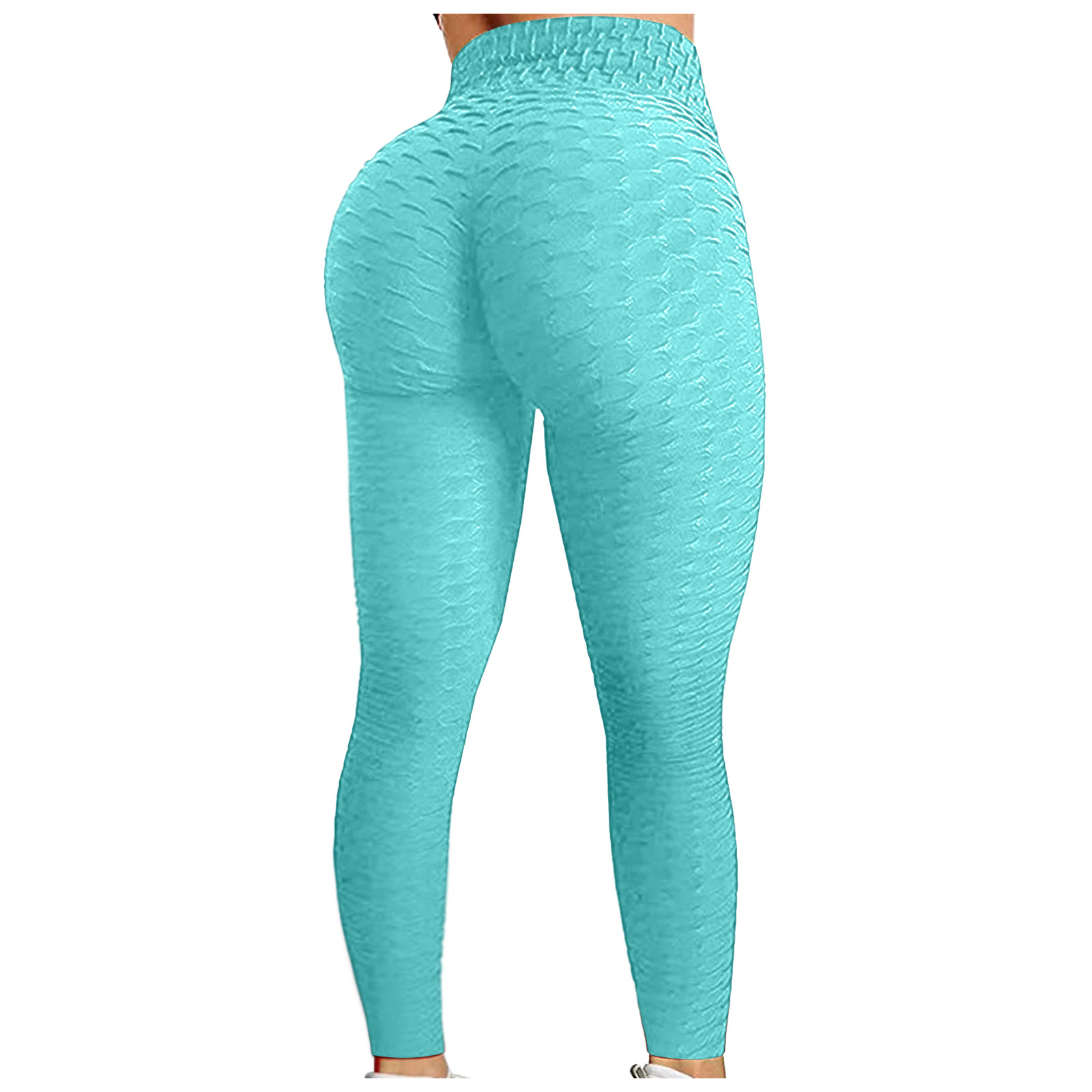 Color: WHITE, Size: M - Women's Bubble Hip Lifting ExerciseYoga Pants Women Fitness Running High Waist Gym Fitness Sports Flared Pant Dance Trouers