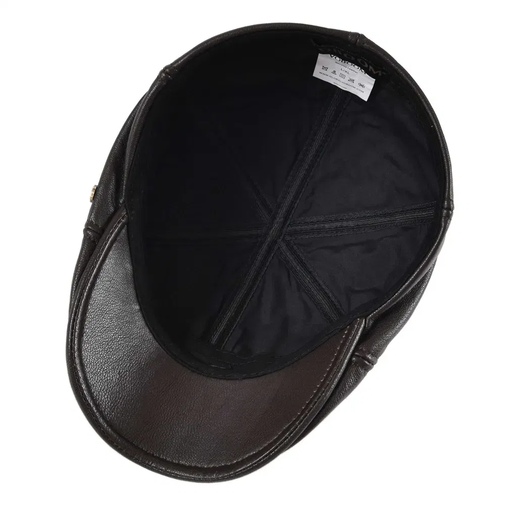 Color: WHITE, Hat Size: 6 - VOBOOM Genuine Leather Flat Cap Men Fall Winter Cabbies Newsboy Hat Coffee Brown Ivy Caps Soft Smooth Textured Hats