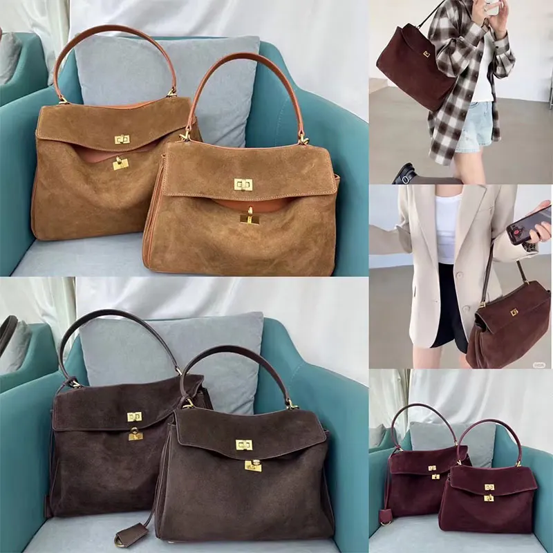 Color: black, Size: L - Luxury Design Women Tote Bag Suede Shoulder Bag High Quality Fashion Brown Ladies Handbag Large Capacity Versatile