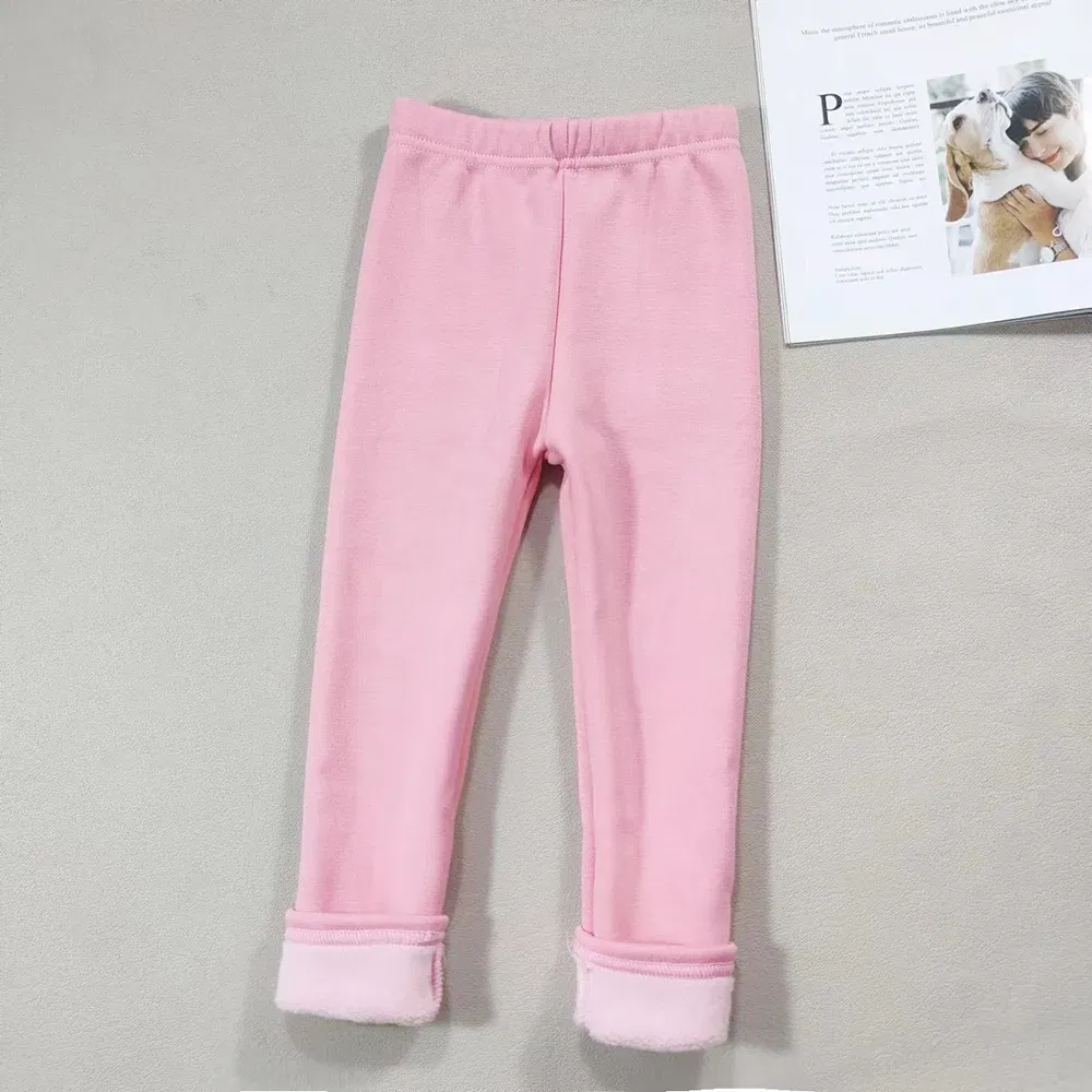 Color: black, Kid Size: 3T - 2024 Girls' Pants Children's Winter Thickened Warm Pants Warm Elastic Pink Navy Blue Underpants Boys' Pants