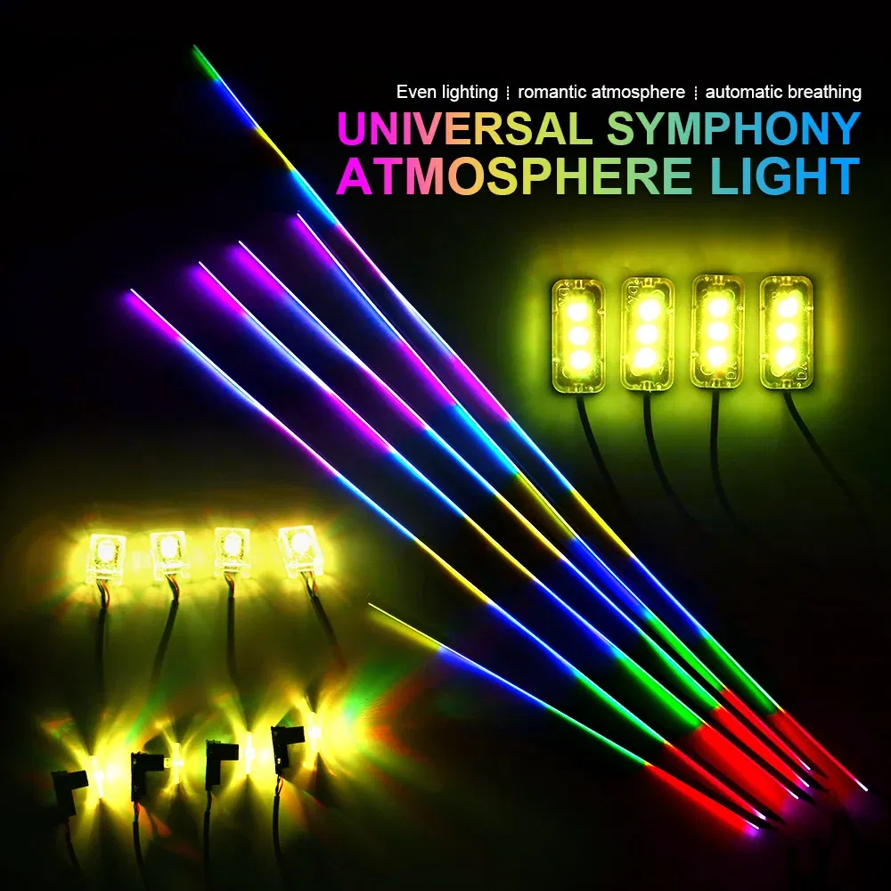 Emitting Color: Warm White - 18 in 1 Dual Zone Symphony Streamer LED Ambient Lights Car Interior 64 Colors RGB Neon Acrylic Strip Atmosphere Lighting Kit App