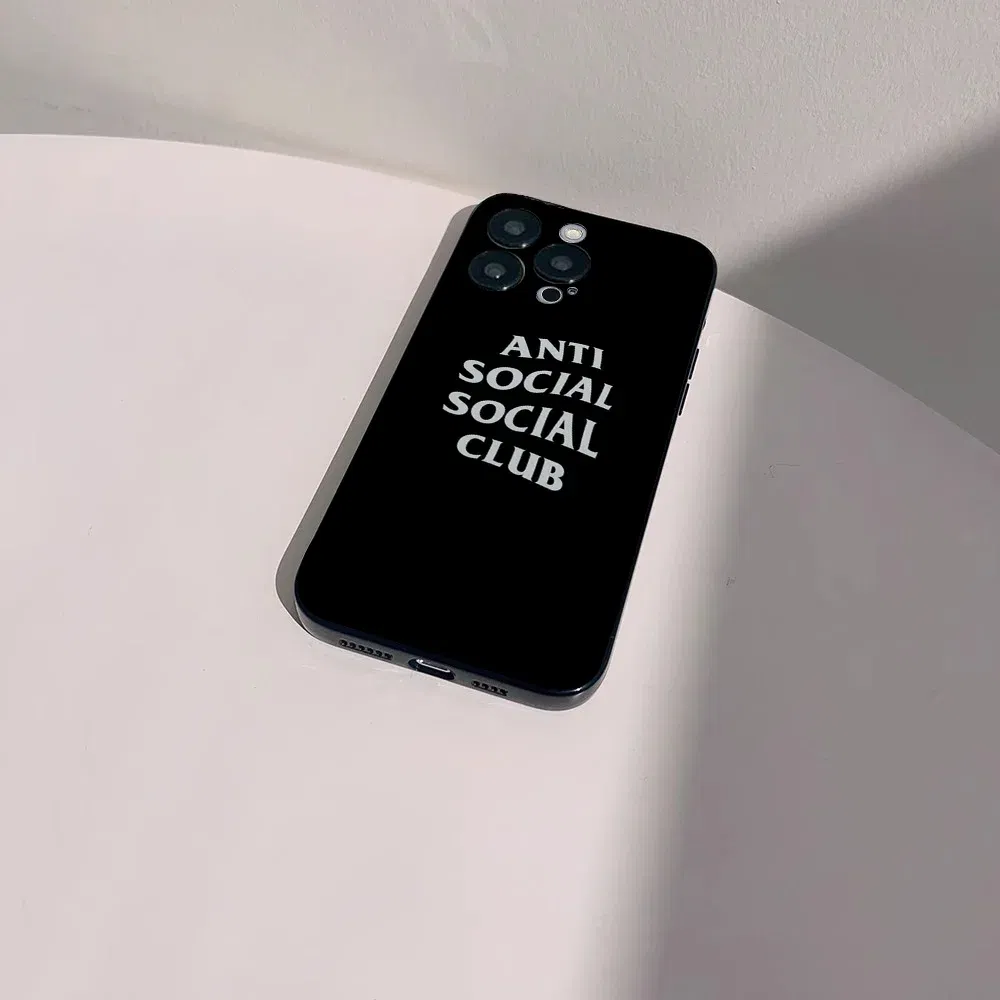 Color: Clear, Material: PE - Anti Social Social Club Phone Case For IPhone 16 15 14 13 Pro Max 11 12 Mini X Xs XR Se 2022 Black Silicone Cover
