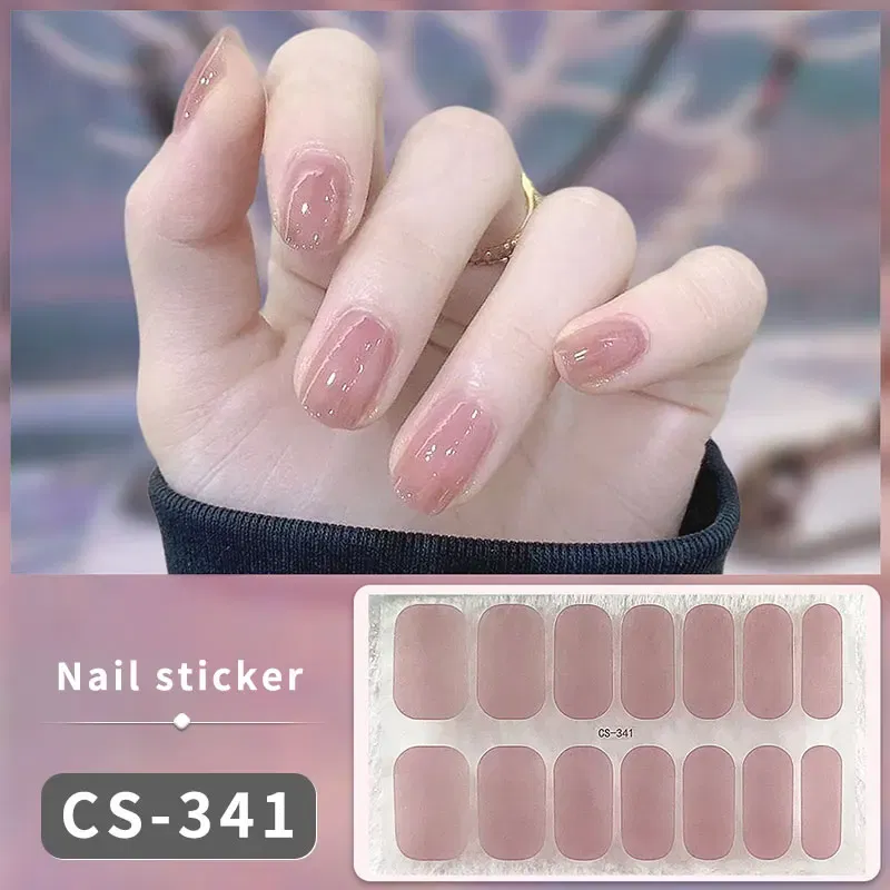 Color: gold foil - DIY Gel Nail Stickers Cured-free Long-Lasting Solid Color Nail Strips Patch Slider Sticker Full Cover Decal Nail Manicure Patch