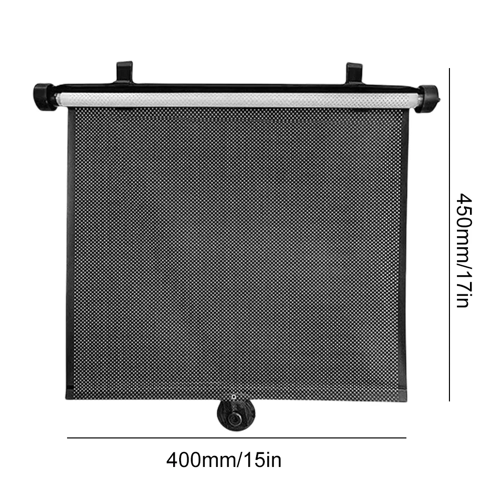2Pcs Roller Side Window Sun Protection Shade 15 Inch Side Window Cover with Suction Cup Mesh Summer Heat Insulation Glass Shade