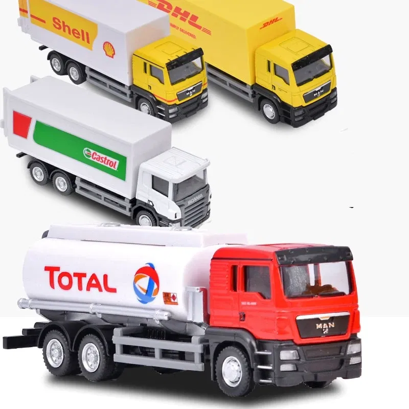 Color: Silver - MAN Scania Shell Total bp Castrol Oil Tank Truck Simulation Diecasts & Toy Vehicles RMZ city 1:64 Alloy Car Model Gifts For Boys