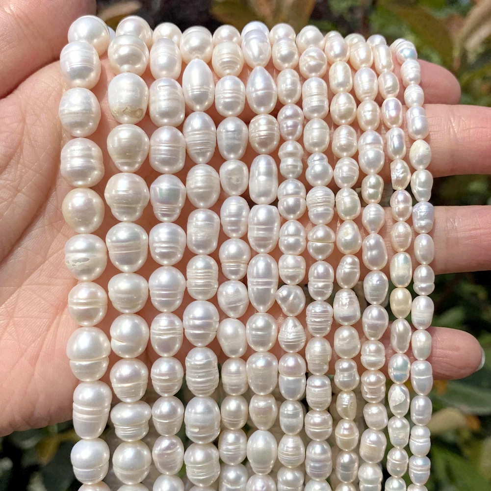 Color: Black, Item Diameter: 9mm - 100% Natural Freshwater Pearl Wholesale A/AA/AAA High Quality Rice Shape Beads For Jewelry Making DIY Bracelets Necklace