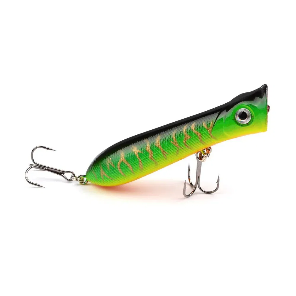 Color: black - 80mm 12g 6# Hook Popper Hard Bait Wobbler Fishing Lure Artificial Floating Trailer Ocean Fishing Bionic Carp Tackle Sea Fishing