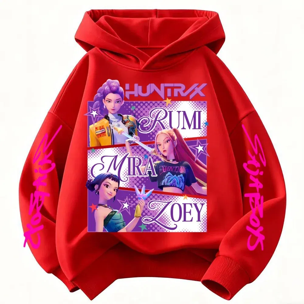 Color: Yellow, Kid Size: 4 - KPop Demon Hunters Huntrix Hoodie Kids Clothes Princess Girls Clothing Fashion Boys Clothes Spring Autumn Sweatshirt Child Tops