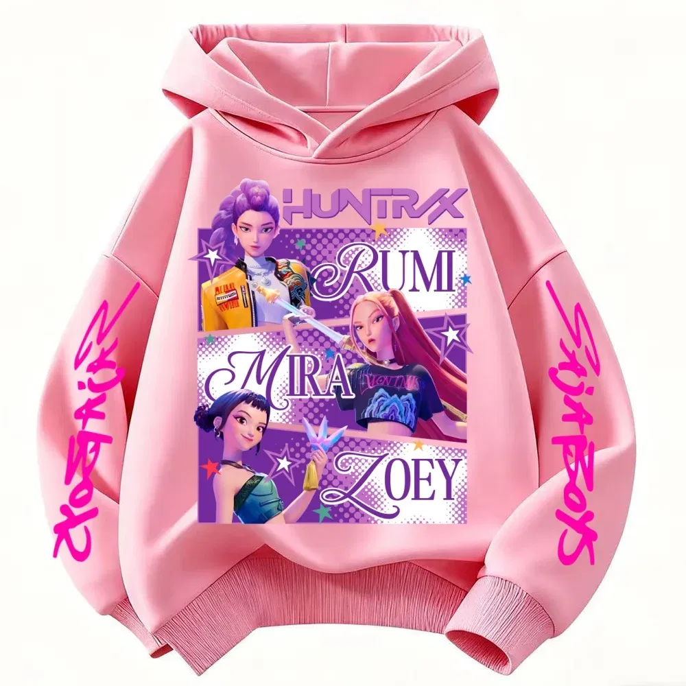Color: Yellow, Kid Size: 4 - KPop Demon Hunters Huntrix Hoodie Kids Clothes Princess Girls Clothing Fashion Boys Clothes Spring Autumn Sweatshirt Child Tops