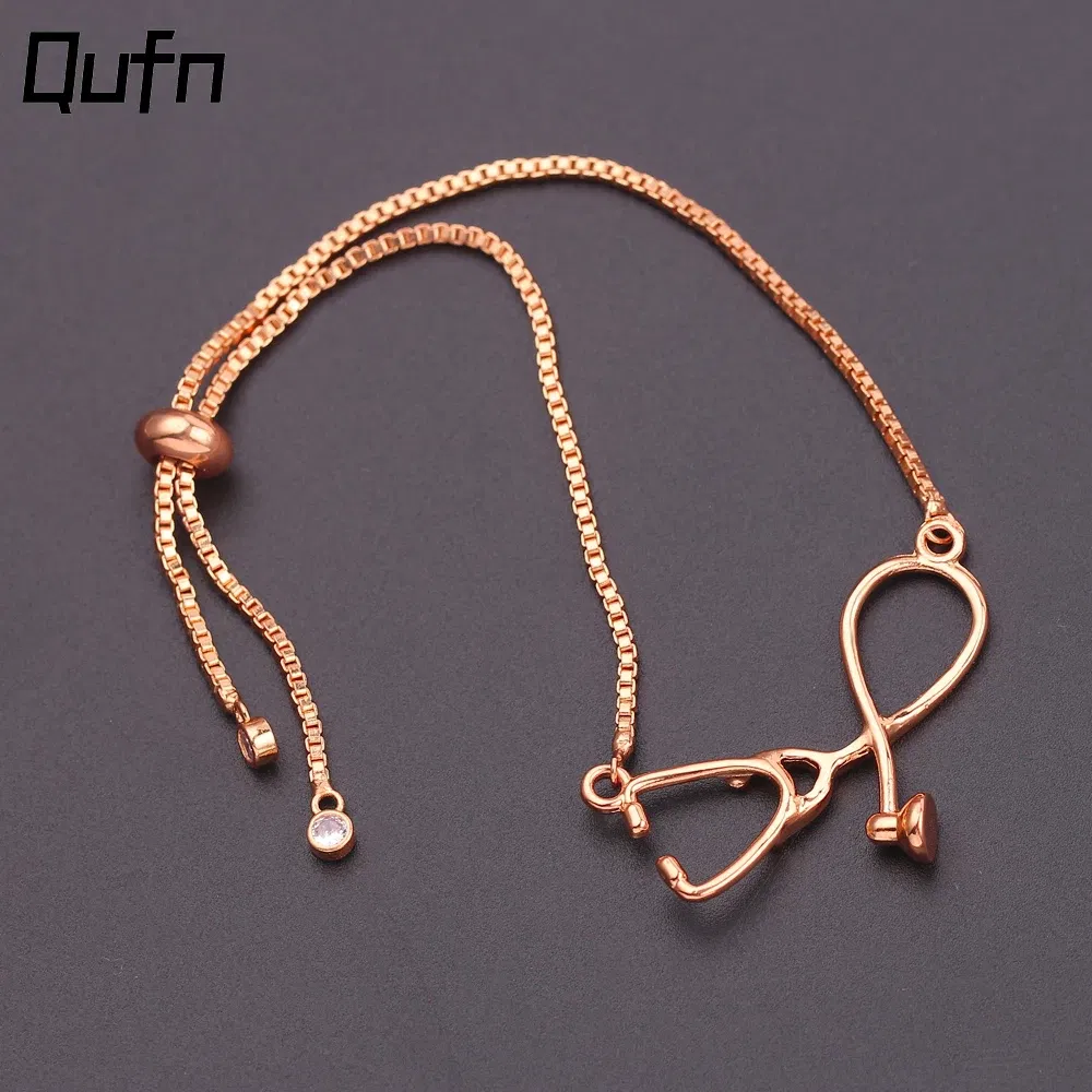 Metal Color: Light Yellow Gold Color, Ships From: CHINA, Length: 24cm - Medical Stethoscope Bracelet Adjustable Chain Jewelry Gift For Doctor Medical Friends Charm Women Men Bracelets
