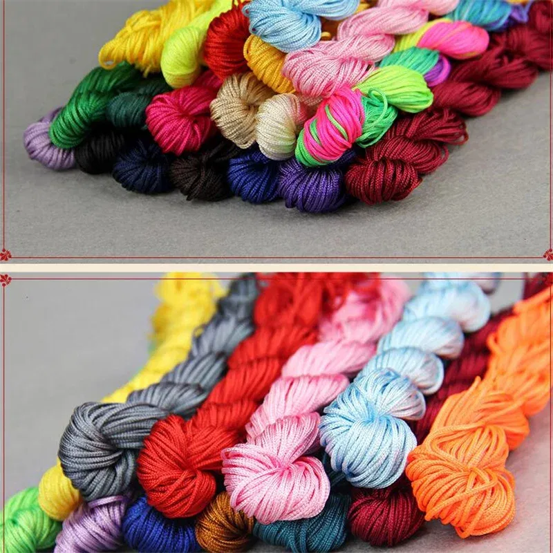 Color: WHITE - 24m Polyester Braided Jade Thread For DIY Handmade Necklace Bracelet Trinket Pendant Braided Accessories Jewelry Making Finding