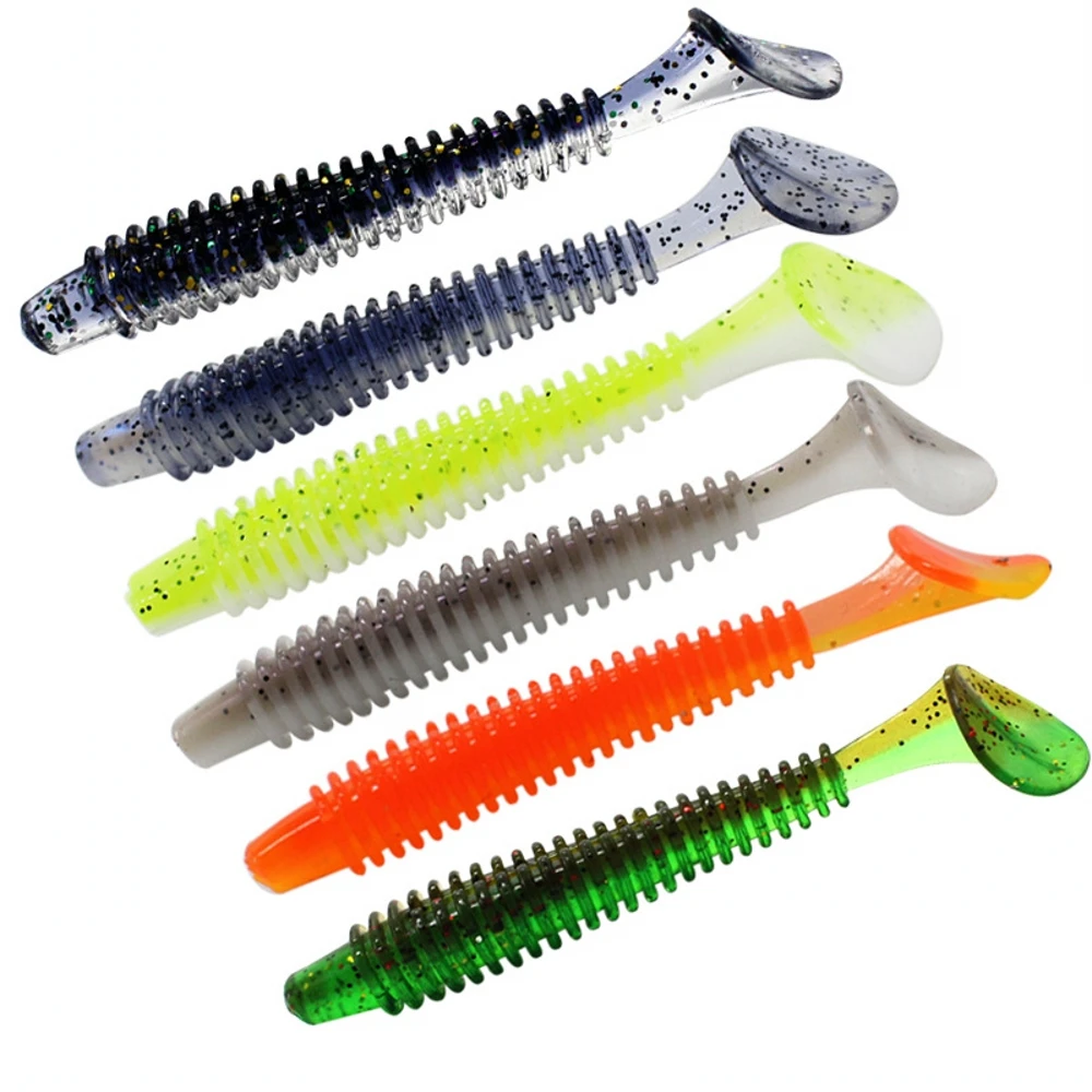 Color: Red, Size: 55mm - 10pcs/lot Fishing Lure 50mm 0.8g Soft Rubber Bait Jig Wobbler Soft Worm Carp Fishing Bait Artificial Silicone Swimbait