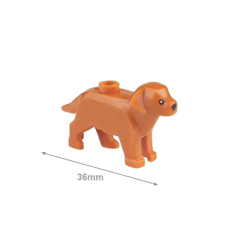 Color: Orange - MOC City Animal Building Block Figures Hare Dairy Cow Squirrel Dolphin Pug DIY Farm Street View Accessories Bricks Toys Gifts