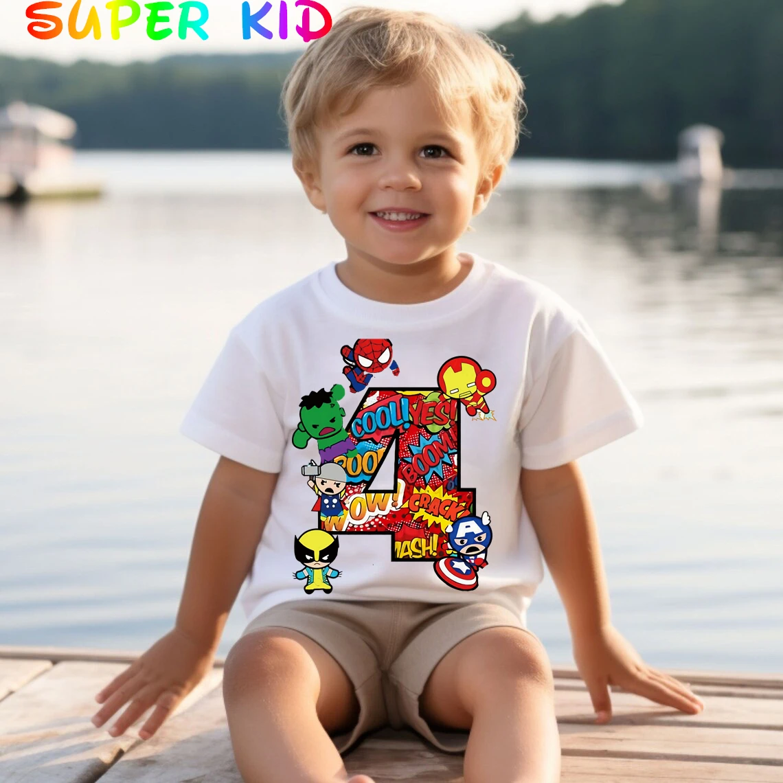 Color: SKY BLUE, Kid Size: 5T - Summer 2024 3 4 5 6 7 8 9 Marvel SuperHero Birthday Girl Short Sleeved T-shirt The Avengers Personalize Name Birthday Boy Shirt